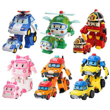 Load image into Gallery viewer, Set of 6 Pcs Poli Car Kids Robot Toy Transform Vehicle Cartoon Anime Action Figure Toys for Children Gift Juguetes