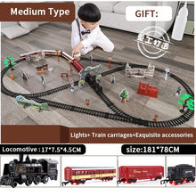 Load image into Gallery viewer, Classic Electric Train Toy Vihcle Railway Motorized Train DIY Track Railway Set Dynamic Steam RC Trains Electrique Toy For Kids