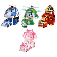 Load image into Gallery viewer, Set of 6 Pcs Poli Car Kids Robot Toy Transform Vehicle Cartoon Anime Action Figure Toys for Children Gift Juguetes
