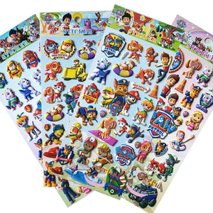 PAW Patrol dog Toy car Stickers 3D Children's Cartoon Tattoo stickers Bubble Paste Thicken The Reward Stickers Kids Toys Gifts