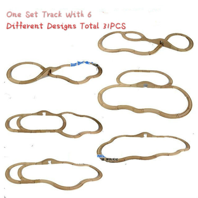 EDWONE One Set Beech Wood Railway Vehicle Accessories Toys Wood Track Assembled educational toys Compatibel All Wood Track Biro