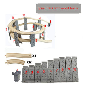 EDWONE One Set Beech Wood Railway Vehicle Accessories Toys Wood Track Assembled educational toys Compatibel All Wood Track Biro