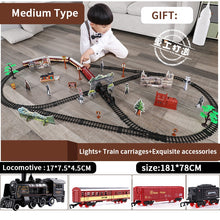 Load image into Gallery viewer, Classic Electric Train Toy Vihcle Railway Motorized Train DIY Track Railway Set Dynamic Steam RC Trains Electrique Toy For Kids
