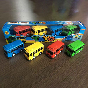 Cute 4pcs/set Tayo the Little Bus Mini Plastic Pull Back Blue Tayo Red Gani Yellow Lani Green Rogi Bus Car Model for kids Gift