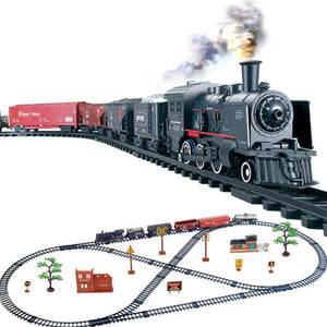 Kuulee Simulation Classic Train Track Toy Little Train Retro Steam Train Toy Set